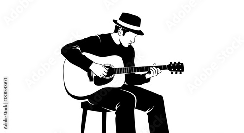 Illustration of man playing guitar acoustic music musician vector