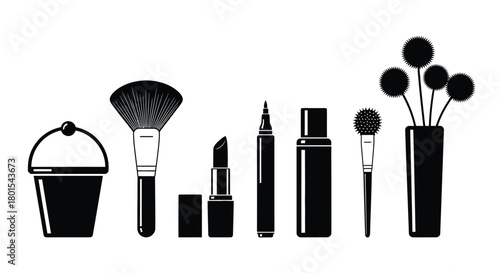 Makeup beauty products vector illustration cosmetic accessories