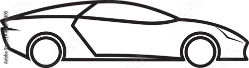 Sleek Black and White Outline of a Modern Sports Car Silhouette