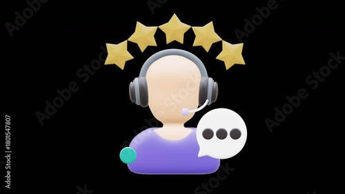 3D Customer Support Service Icon Animation