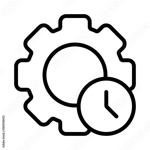 Gear and Clock Icon Setting Time, Process Automation, and Technical Operations