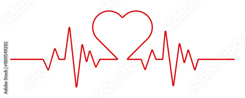 Minimalist heart rhythm, Electrocardiogram, ECG - EKG signal, Heart Beat pulse line concept vector illustration