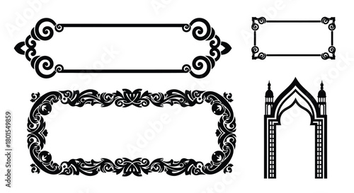 Vector islamic frames borders design elements decorative ornamental art