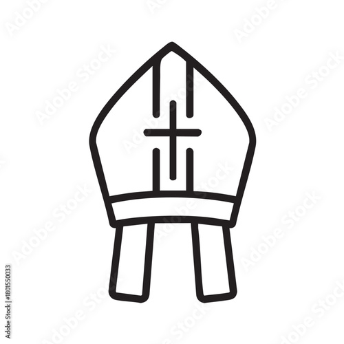 a simple black and white line drawing depicting a traditional bishop s mitre or ceremonial hat