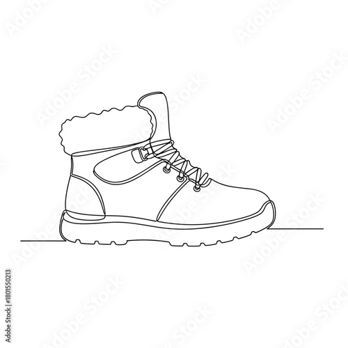 Fur-lined lace-up winter boot in one line minimalist style