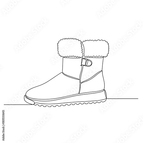 Fur-lined winter boot with strap in one line minimalist style