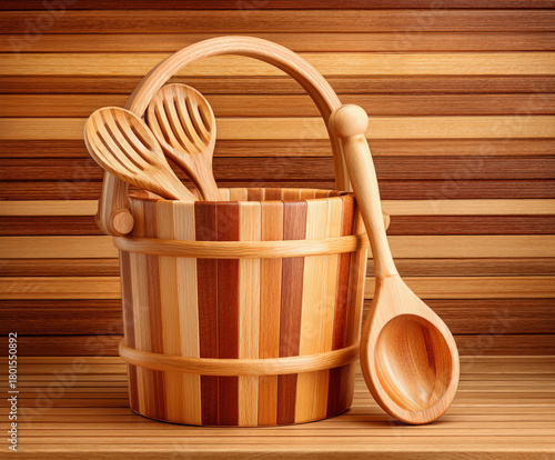 Sauna bucket and ladle