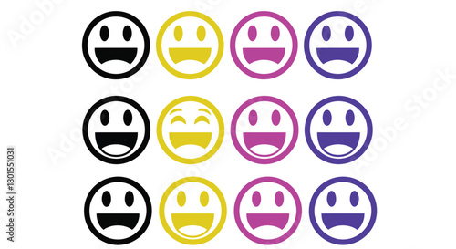 Collection of happy face emojis vector illustration graphic design