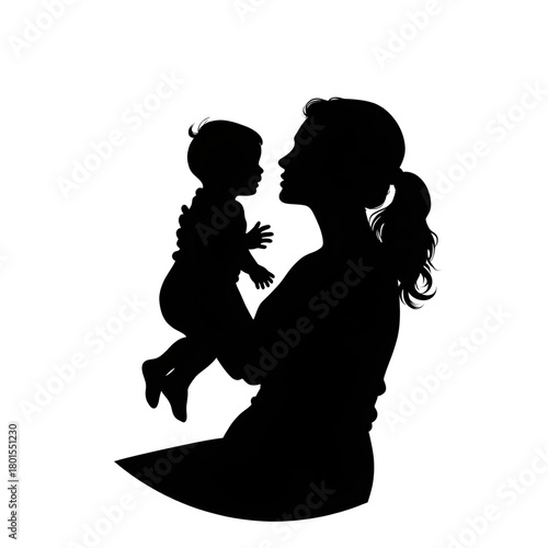 Mother and Child Silhouette: A heartwarming silhouette showcases the tender bond between a mother and her child. This image celebrates the simplicity and love found within a family.