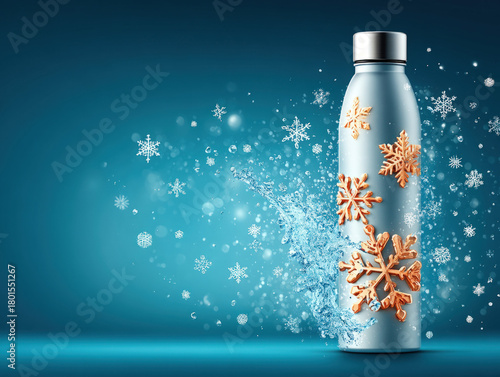 Snow bottle with frozen water