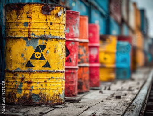 Toxic waste barrels hazardo...