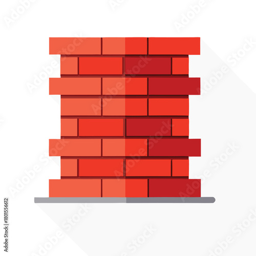 Flat design illustration of a red brick wall section