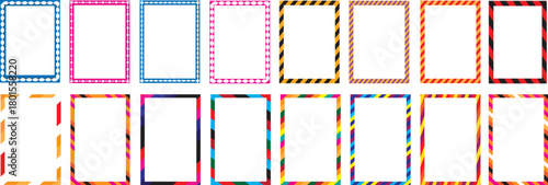 Wavy edge shapes frame box vector illustration isolated Squiggle curve doodle rectangle colorful