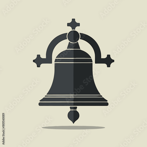 Mourning motifs featuring solemn church bell for grief. This somber church bell illustrates deep sympathy, with a focus on mourning motifs and classic silhouette style. Symbolizing grief,