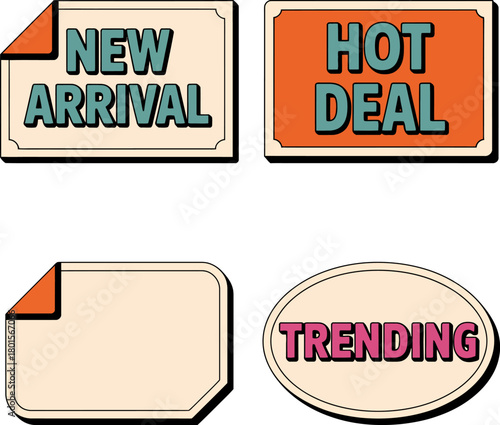 New arrival and hot deal sale tags with trending concept