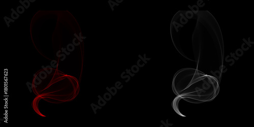 Whispers of smoke dance across a dark expanse a ghostly embrace with red and white fumes creating ethereal wispy forms