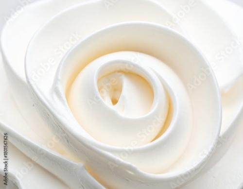 Macro photograph of a creamy, swirling white texture, resembling soft-serve ice cream or whipped cream