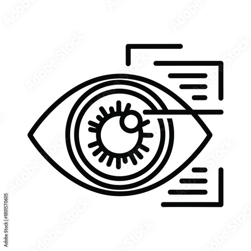 Abstract line art illustration of an eye scan for biometric identification and security purposes
