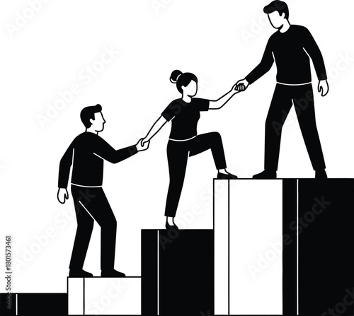 Two black and white drawings of robots holding light bulbs