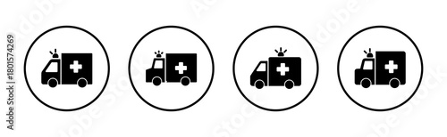 Ambulance icon vector. ambulance truck sign and symbol. ambulance car
