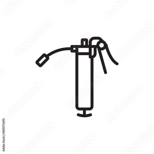 Lubrication gun icon symbolizing machinery greasing, component maintenance, and friction reduction, representing specialized mechanical tools, modern preventive maintenance, and field service tool.