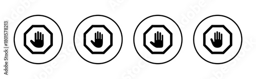 Stop icon vector. stop road sign. hand stop sign and symbol. Do not enter stop red sign with hand