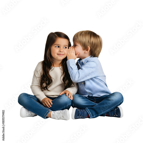 Two children sharing a secret