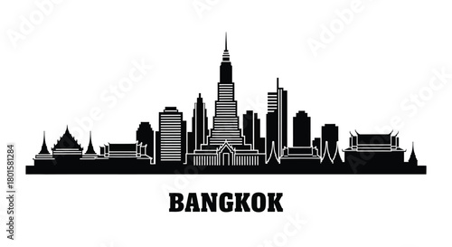 Bangkok skyline vector thailand cityscape travel silhouette graphic