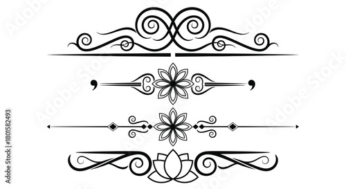 Vector flourish divider set decorative design element illustration