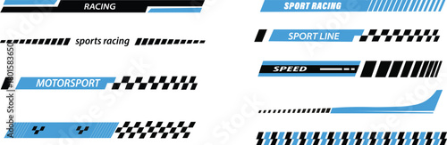 Vehicle graphics and decal design vector set motorsport stripes and custom car elements 
