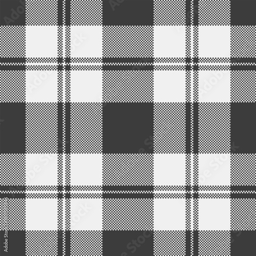 Classic black and white plaid pattern. Versatile textile design for fashion, backgrounds, or graphic projects needing a timeless, rustic touch.