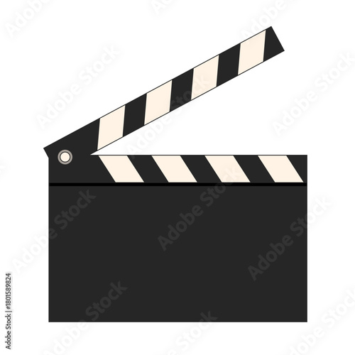 Simple vector Clapperboard isolated transparent background. Vector Clapperboard with open element and Empty space for text. Perfect cinematic firecracker for movie poster. Editable stroke EPS 10