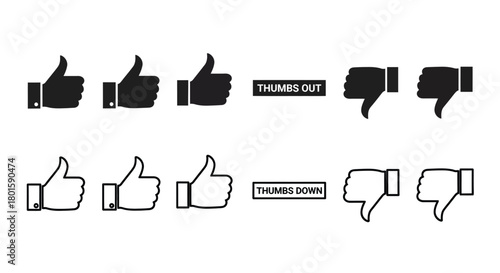 Thumbs up and down vector like dislike icon social media feedback ui