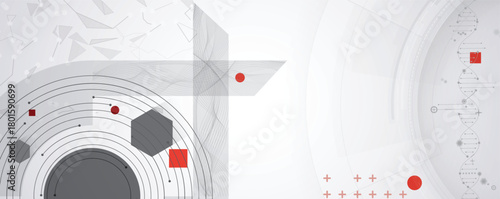 Futuristic hexagons, DNA strands, connected neural web structure