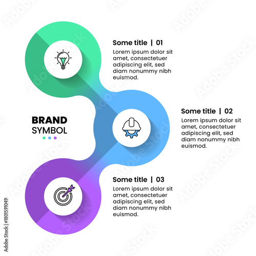 Infographic template. 3 connected circles with icons