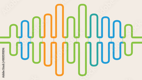 Abstract oscillating wave illustration with a horizon like appearance featuring smooth curves and a vibrant color palette suitable for digital design and backgrounds