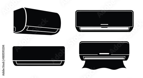 Air conditioner vector illustration set ac units cooling appliance home