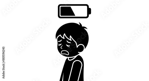 Low battery tired exhausted burnout stress fatigue energy concept art