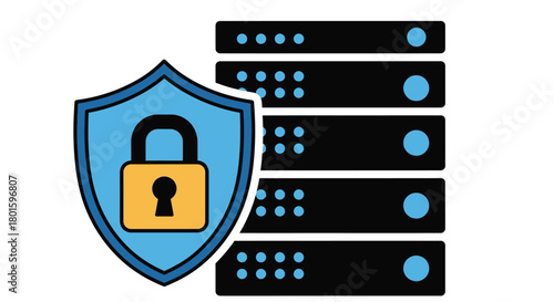 Server security data protection network firewall cybersecurity concept