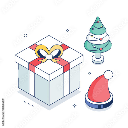 Take a look at this amazing isometric illustration of christmas gift