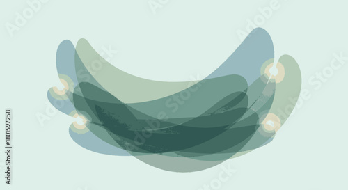 Abstract flowing translucent shapes with soft light effects.