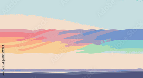 Abstract painterly landscape with soft pastel color bands.