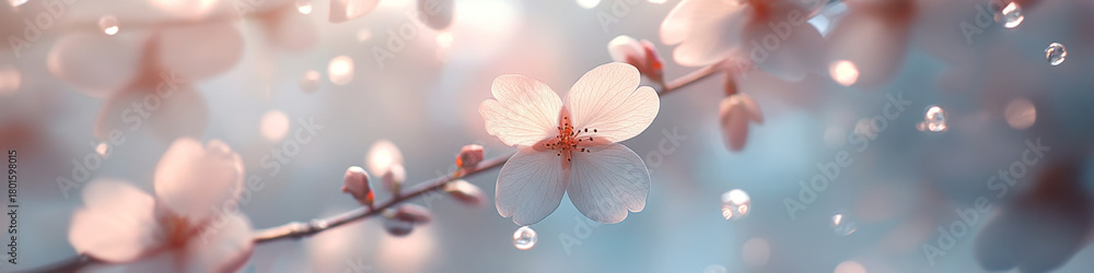 Fototapeta premium Soft Pink Cosmos Flowers in Dreamy Pastel Light