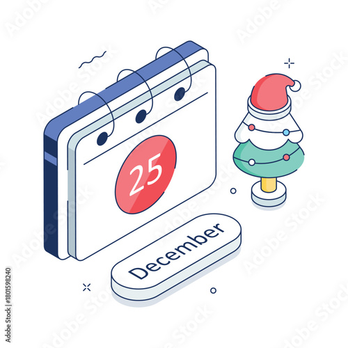 Tableau sur toile Download this amazing trendy isometric illustration of christmas calendar