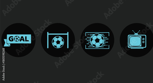 Exciting vector sports icons for soccer games and television events