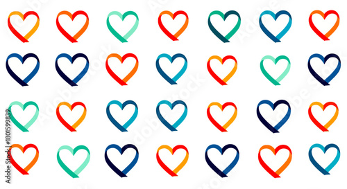 Flat Ribbon-Loop Heart Grid Background for Giving Tuesday Vector