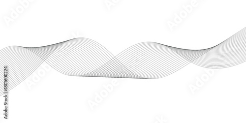 Black abstract thin wavy background. Curved isolated thin background. Isolated modern abstract thin wavy background. Thin curved 