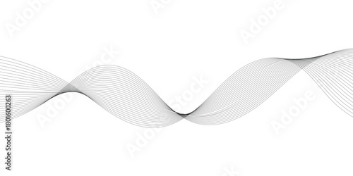 Black abstract thin wavy background. Curved isolated thin background. Isolated modern abstract thin wavy background. Thin curved 