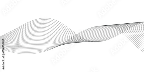 Isolated modern abstract thin wavy background. Black abstract thin wavy background. Curved isolated thin background. EPS 10. 