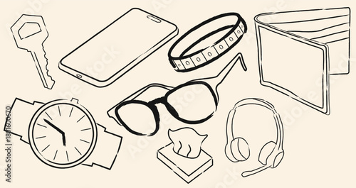 personal belongings unique line art vector